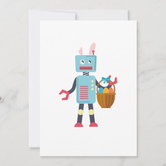 イースタおもしろいーロボット復活祭男子少女バニー シーズンカード (正面)