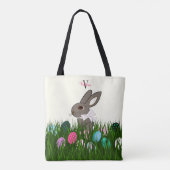イースタパーソナライズされたーウサギの卵をプリント トートバッグ (裏面)