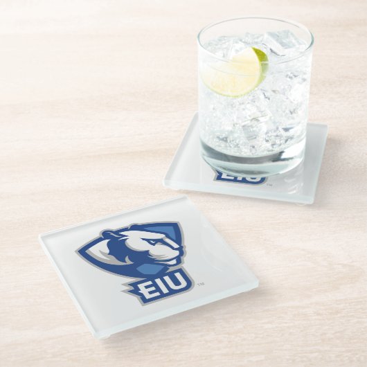イースタンイリノイ大学のPanthersロゴ ガラスコースター (アングル)