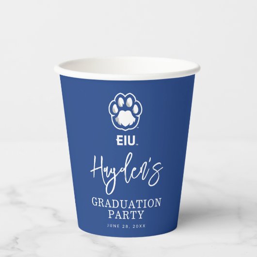 イースタンイリノイ州Panthers Paw Print & EIU 紙コップ (正面)