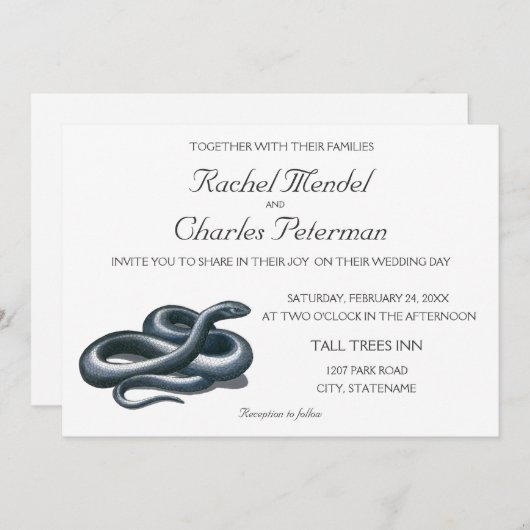 イースタンインディゴスネーク自然アート結婚式招待状 招待状 (正面/裏面)