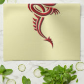 イースタンクリムゾンドラゴン、エンボス効果金ゴールド キッチンタオル (折り畳み)