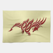 イースタンクリムゾンドラゴン、エンボス効果金ゴールド キッチンタオル (横)
