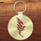 イースタンクリムゾンドラゴン、エンボス効果金ゴールド キーホルダー (正面)