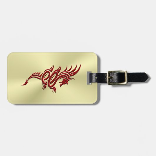 イースタンクリムゾンドラゴン、エンボス効果金ゴールド ラゲッジタグ (正面横)