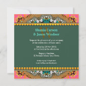 イースタンジュエルトリバルフュージョンティール（緑がかった色）金ゴールド&ホットピンク 招待状 (裏面)