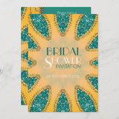 イースタンスパークルティール(緑がかった色)金ゴールドブライダルシャワー招待状 招待状 (正面/裏面)
