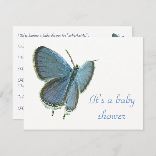 イースタンテールブルーバタフライベビー招待状 招待状 (正面/裏面)