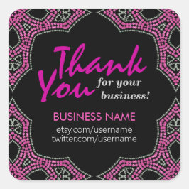 イースタンピンクモザイクありがとうビジネスステッカー スクエアシール