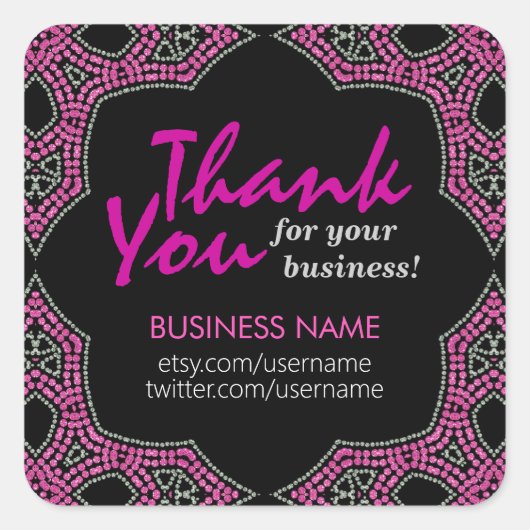 イースタンピンクモザイクありがとうビジネスステッカー スクエアシール (正面)