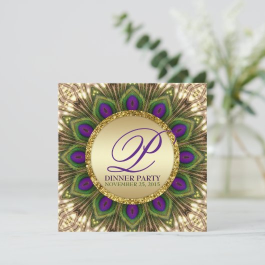 イースタンピーコックフェザーズディナーパーティの招待状 招待状 (スタンド正面)