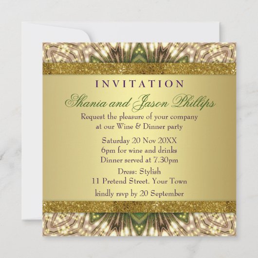 イースタンピーコックフェザーズディナーパーティの招待状 招待状 (裏面)