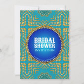 イースタンボヘミアンブルー+金ゴールドスパークルブライダルシャワー 招待状 (正面)
