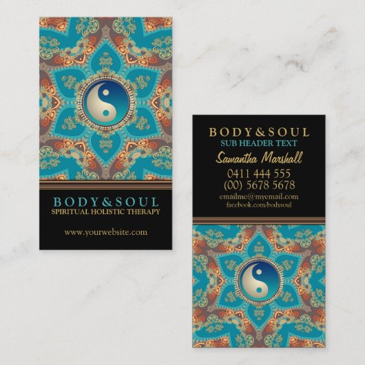 イースタン金ゴールドロータスフラワー陰陽名刺 名刺 (正面/裏面)