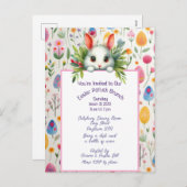 イースターうさぎと卵のポットラックブランチ招待状 シーズンポストカード (正面/裏面)