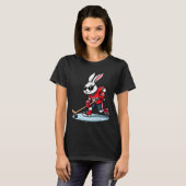 イースターうさぎのアイスホッケー Tシャツ (正面フル)