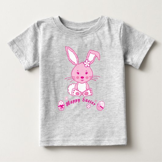 イースターうさぎのイースターエッグTシャツ ベビーTシャツ (正面)