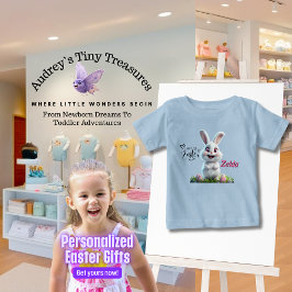 イースターうさぎのベビーTシャツ 名入れ ベビーTシャツ
