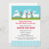 イースターうさぎの卵の宝探しへの招待 招待状 (正面/裏面)