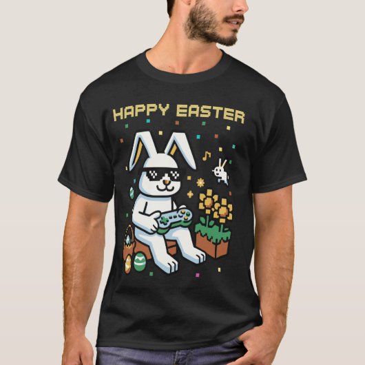 イースターうさぎの卵 男の子 女の子 子供 ゲーマー 面白い Tシャツ (正面)