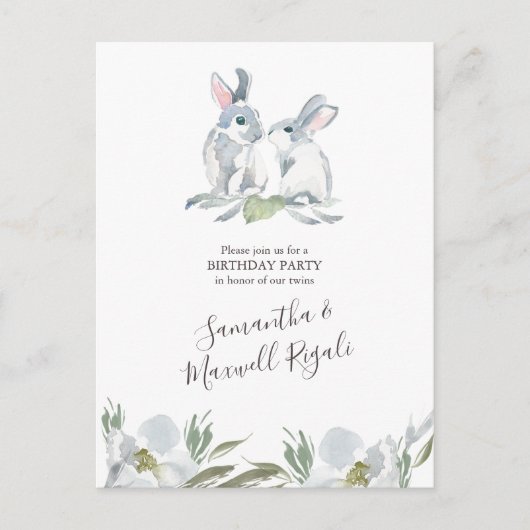 イースターうさぎの誕生日 インビテーションポストカード (正面)