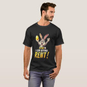 イースターうさぎの面白いデザイン 家賃を払える ゴールド Tシャツ (正面フル)