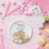 イースターうさぎの2歳の誕生日おめでとう(編集可能) ペーパープレート (パーティー)