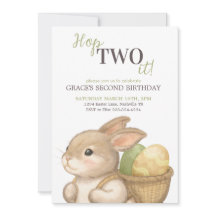 イースターうさぎの2歳の誕生日おめでとう（編集可能）