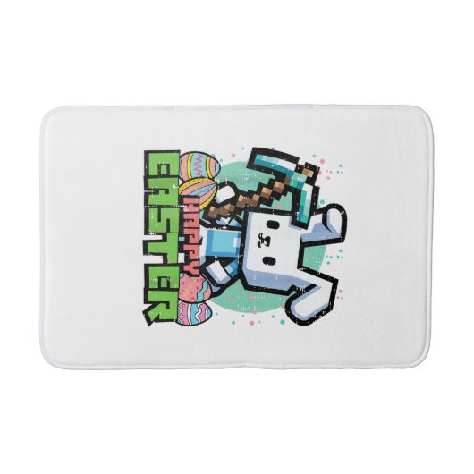 イースターうさぎピクセル ゲーム ゲーマー 少年 バスマット (正面)
