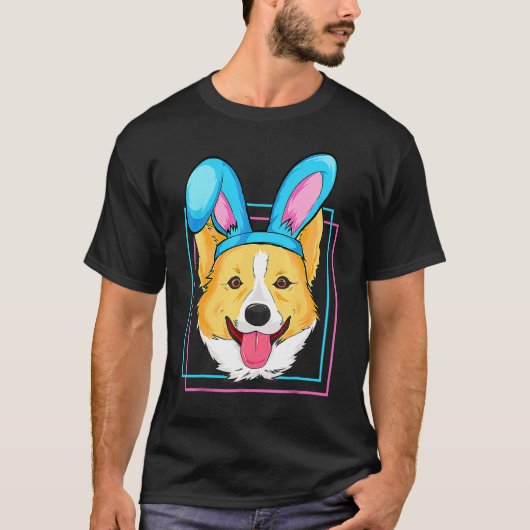 イースターうさぎ コーギー 犬 面白い イースター コーギー 面白い Tシャツ (正面)