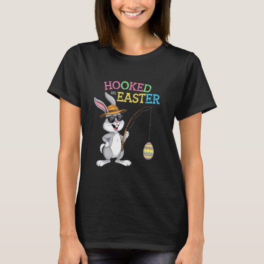 イースターうさぎ 釣り たまご イースター 楽しみ Tシャツ (正面)