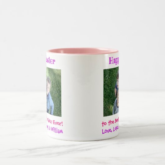イースターおばあちゃん最高のよのEver Kids写真 ツートーンマグカップ (中央)
