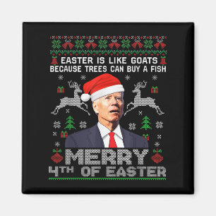 イースターおめでとうございます バイデン 笑 クリスマス 丑い セーター マグネット