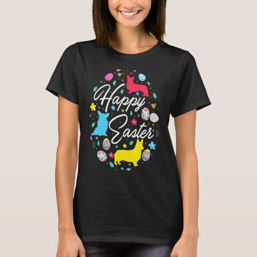イースターおめでとう かわいいイースターエッグ 形 コレクション コ Tシャツ (正面)