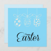 イースターおめでとう！かわいいウサギのイースターエッグハント ミニマル シーズンカード (正面/裏面)