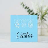 イースターおめでとう！かわいいウサギのイースターエッグハント ミニマル シーズンカード (スタンド正面)