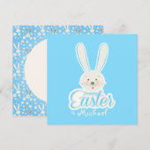 イースターおめでとう かわいいウサギ イースターエッグ ハント パーティー シーズンカード (正面/裏面)