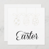 イースターおめでとう かわいいウサギ イースターエッグ ハント ミニマル シーズンカード (正面/裏面)