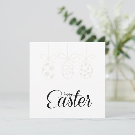 イースターおめでとう かわいいウサギ イースターエッグ ハント ミニマル シーズンカード (スタンド正面)