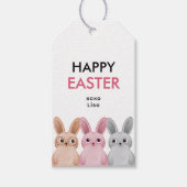イースターおめでとう！かわいい赤ちゃんウサギ3匹 ギフトタグ (正面)
