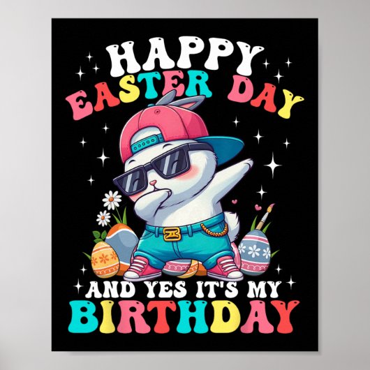 イースターおめでとう!そして今日は私の誕生日 Bunny Eg ポスター (正面)