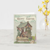 イースターおめでとう イースターカードのヴィンテージ写真 カード (黄色い花)