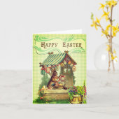 イースターおめでとう イースターカードのヴィンテージ写真 カード (黄色い花)