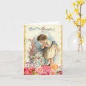 イースターおめでとう  イースターカードの絵 カード (黄色い花)