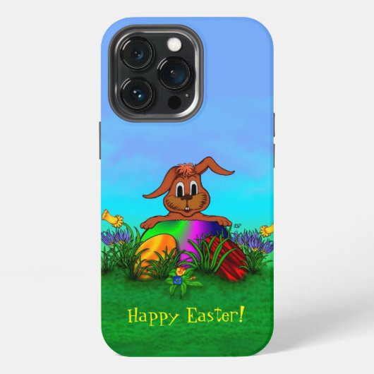 イースターおめでとう！イースターバニー iPhoneケース (裏面)