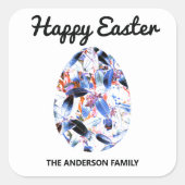 イースターおめでとう カラフルな卵 春の季節 スクエアシール (正面)