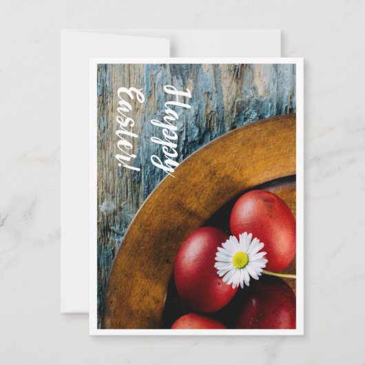 イースターおめでとう！デイジーとイースターエッグの静物 シーズンカード (正面)