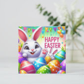 イースターおめでとう - パステルカラーのウサギの卵 シーズンカード (スタンド正面)