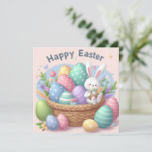 イースターおめでとう - パステルカラーのウサギの卵 シーズンカード (スタンド正面)