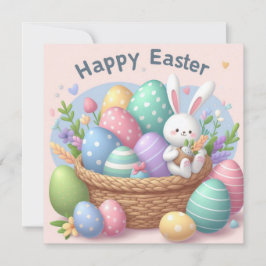 イースターおめでとう - パステルカラーのウサギの卵 シーズンカード